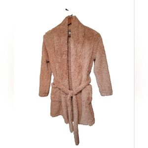 Natori Plush Tan Teddy Bear Belted Short Robe Ladies S/M Spa Day Relax Mauve